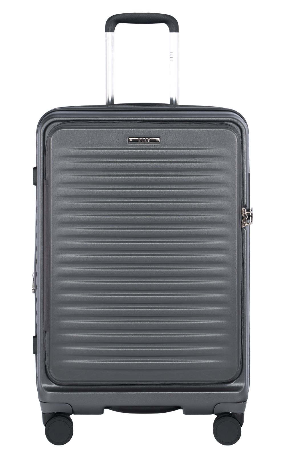 Charcoal ribbed hardside spinner case